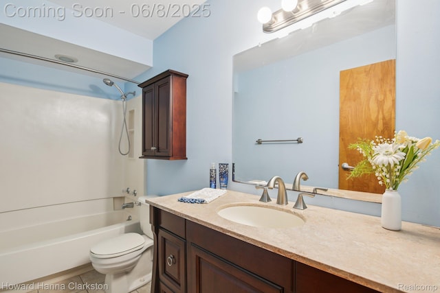 2734 Silverside Rd, Waterford, MI 48328 - full bath with vanity, toilet, shower / washtub combination, and tile patterned flooring