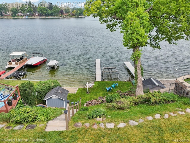 2734 Silverside Rd, Waterford, MI 48328 - water view featuring a dock and boat lift
