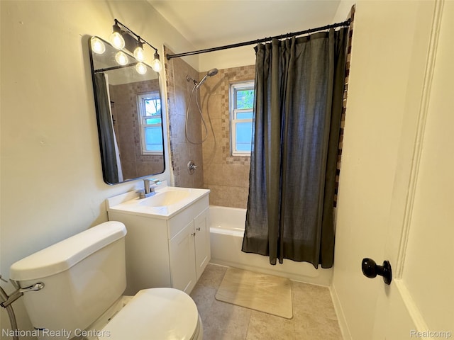 5689 Cornell St, Dearborn Heights, MI 48125 - bathroom with toilet, shower / bath combo, vanity, and tile patterned floors
