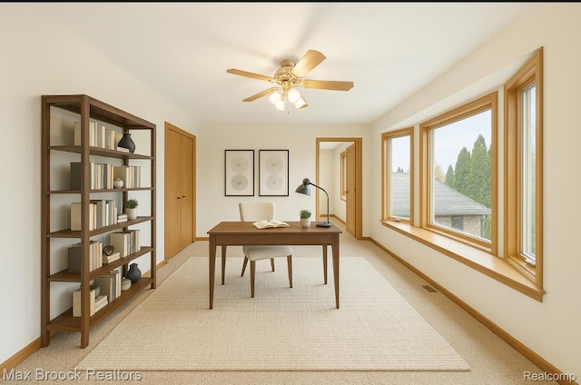 4070 Greenbriar Ct, Rochester, MI 48306 - office space featuring a ceiling fan, baseboards, and light carpet