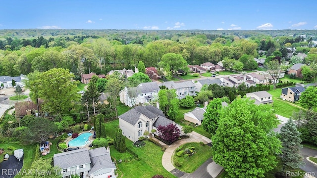 2337 Horseshoe Dr, West Bloomfield, MI 48322 - aerial view of residential area with a forest
