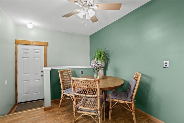 9939 Hamilton St, Michigan, MI 48111 - dining room with a ceiling fan, wood finished floors, and baseboards