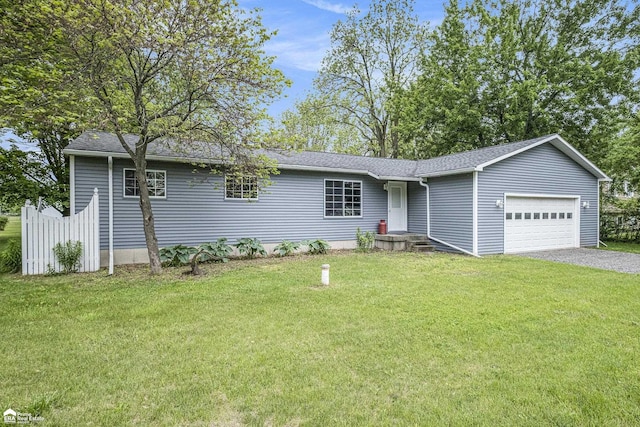 10207 Frances Rd, Flushing, MI 48433 - ranch-style house featuring a garage, a front lawn, and driveway