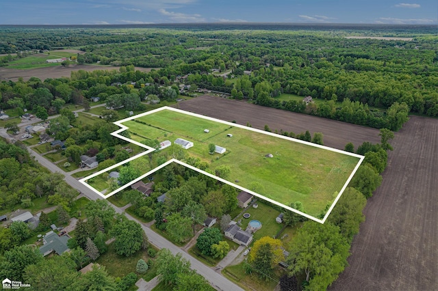 10207 Frances Rd, Flushing, MI 48433 - aerial view of property and surrounding area featuring property parcel outlined and a forest