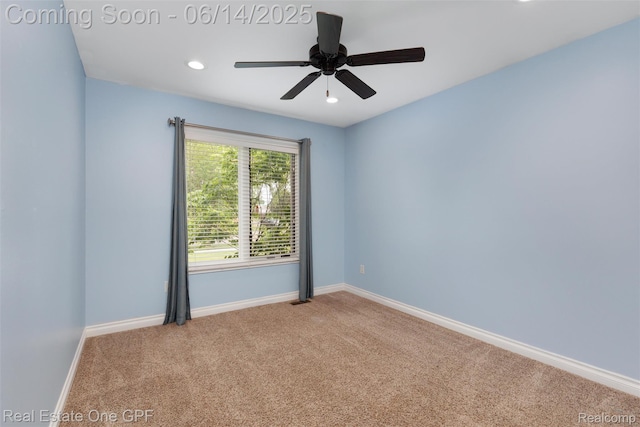52657 Creekside Dr, Chesterfield, MI 48047 - empty room featuring carpet floors, recessed lighting, and ceiling fan