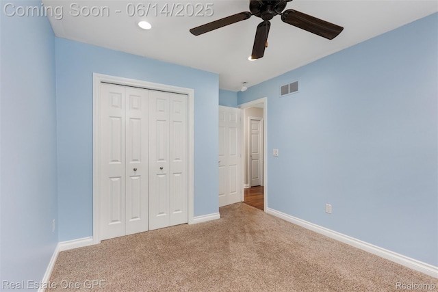 52657 Creekside Dr, Chesterfield, MI 48047 - unfurnished bedroom with carpet, a closet, and a ceiling fan