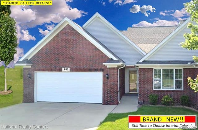 251 Devonshire Dr Unit 1, Lapeer, MI 48446 - traditional-style home with an attached garage, brick siding, concrete driveway, and a front yard