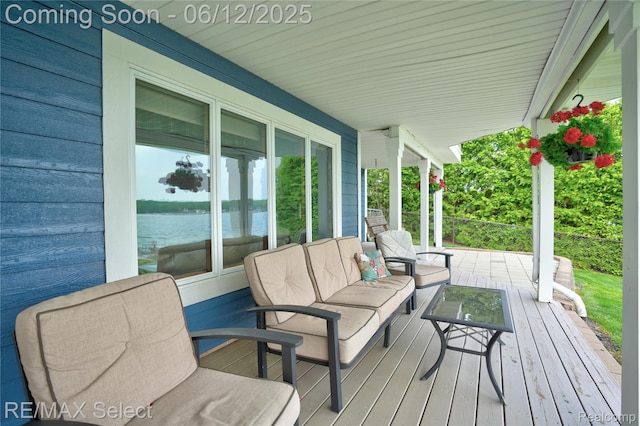 7457 Haviland Beach Dr, Argentine, MI 48451 - wooden deck with an outdoor hangout area and a water view
