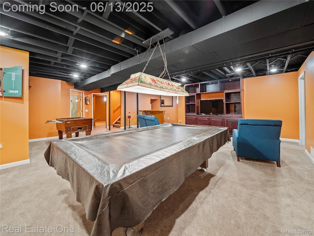 8907 Mccoll Side Rd, Brighton, MI 48116 - rec room featuring billiards table and carpet flooring