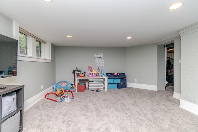 2430 Geddes Ave, Ann Arbor, MI 48104 - rec room with carpet floors, baseboards, and recessed lighting