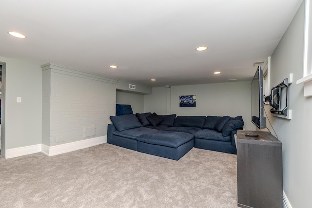 2430 Geddes Ave, Ann Arbor, MI 48104 - living room featuring carpet flooring, recessed lighting, and baseboards