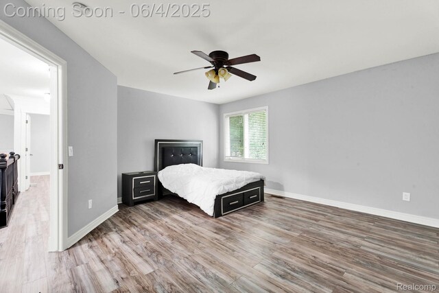50565 Otter Creek Dr, Shelby Twp, MI 48317 - bedroom with wood finished floors, baseboards, and ceiling fan