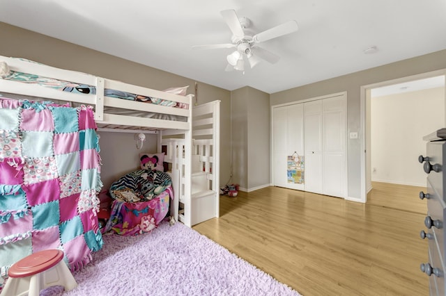 175 Templar Ave, Pinckney, MI 48169 - bedroom featuring wood finished floors, baseboards, a ceiling fan, and a closet