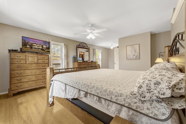 175 Templar Ave, Pinckney, MI 48169 - bedroom featuring light wood-style flooring, baseboards, and a ceiling fan