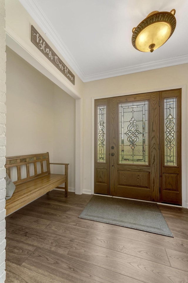 175 Templar Ave, Pinckney, MI 48169 - foyer entrance with crown molding, wood finished floors, and baseboards