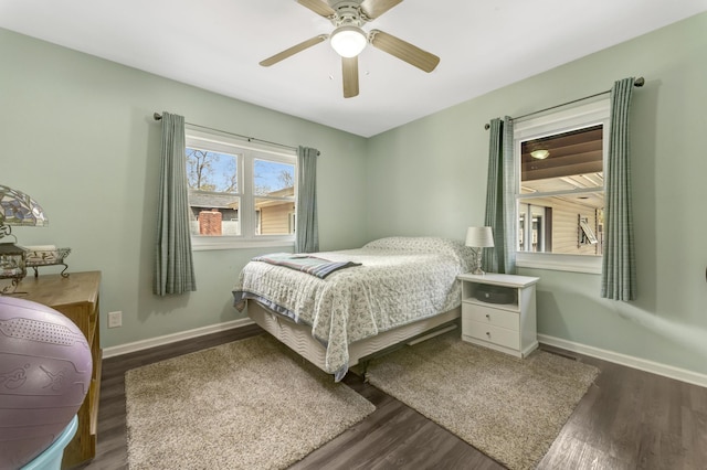 175 Templar Ave, Pinckney, MI 48169 - bedroom with dark wood-type flooring, baseboards, and ceiling fan