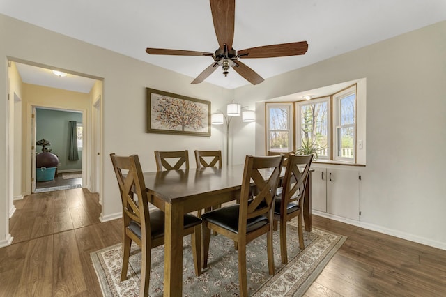 175 Templar Ave, Pinckney, MI 48169 - dining room with wood finished floors, ceiling fan, and baseboards