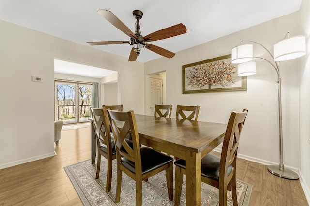 175 Templar Ave, Pinckney, MI 48169 - dining area with light wood-type flooring, baseboards, and ceiling fan