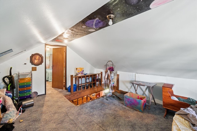 1250 W Thompson Rd, Fenton, MI 48430 - playroom with vaulted ceiling and carpet flooring