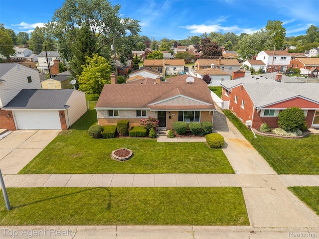 32532 Steinhauer St, Westland, MI 48186 - view of front of house with driveway, a residential view, a front yard, and a garage