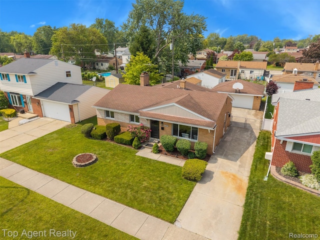 32532 Steinhauer St, Westland, MI 48186 - traditional-style house featuring a residential view, concrete driveway, a front lawn, and brick siding