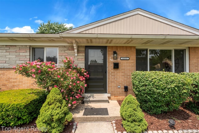 32532 Steinhauer St, Westland, MI 48186 - doorway to property with brick siding