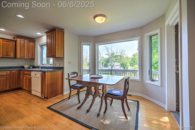 11265 N Shore Dr, Whitmore Lake, MI 48189 - kitchen with dishwasher, dark countertops, plenty of natural light, and recessed lighting