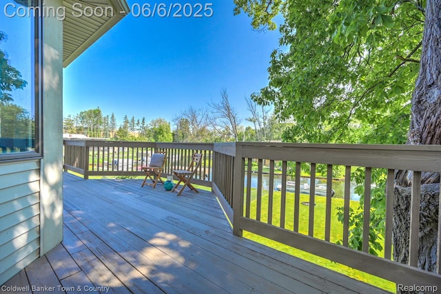 11265 N Shore Dr, Whitmore Lake, MI 48189 - wooden terrace featuring a yard