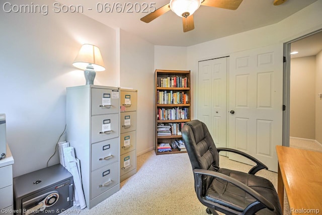 11265 N Shore Dr, Whitmore Lake, MI 48189 - office space with ceiling fan and light carpet