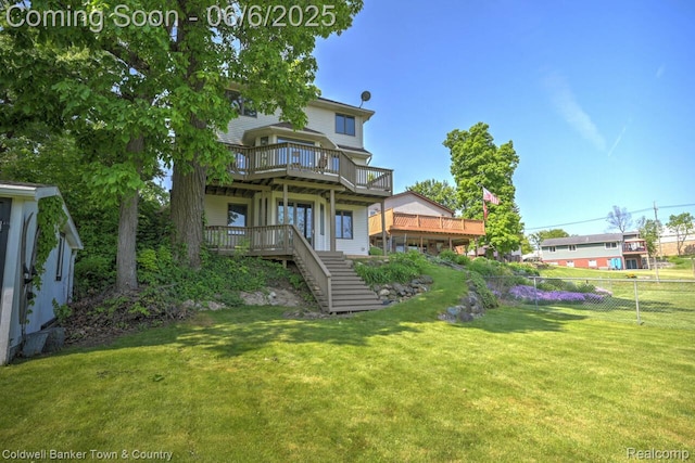 11265 N Shore Dr, Whitmore Lake, MI 48189 - rear view of house with a wooden deck and stairs