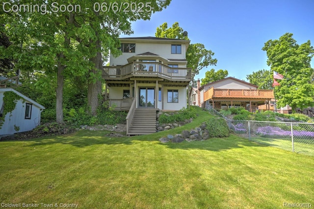 11265 N Shore Dr, Whitmore Lake, MI 48189 - back of house featuring stairs and a deck