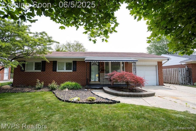 33316 Fraser Ave, Fraser, MI 48026 - single story home featuring a garage, brick siding, and concrete driveway