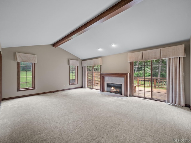 4932 Susans Way, Bloomfield Hills, MI 48302 - unfurnished living room featuring carpet, healthy amount of natural light, and a fireplace with flush hearth