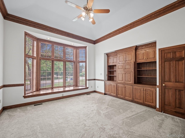 4932 Susans Way, Bloomfield Hills, MI 48302 - carpeted spare room with baseboards, ceiling fan, and crown molding