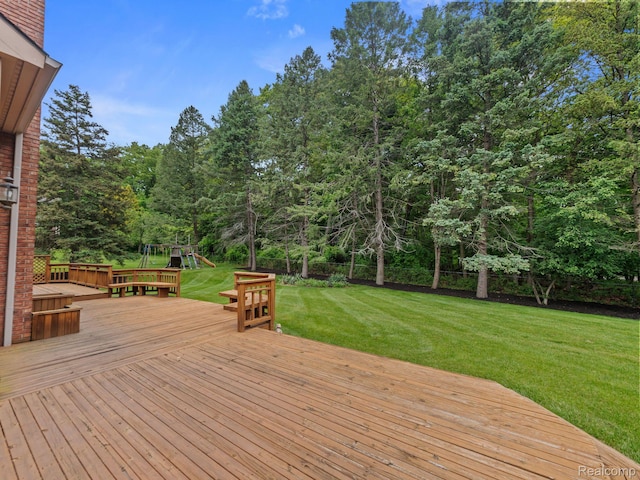 4932 Susans Way, Bloomfield Hills, MI 48302 - wooden deck featuring a playground