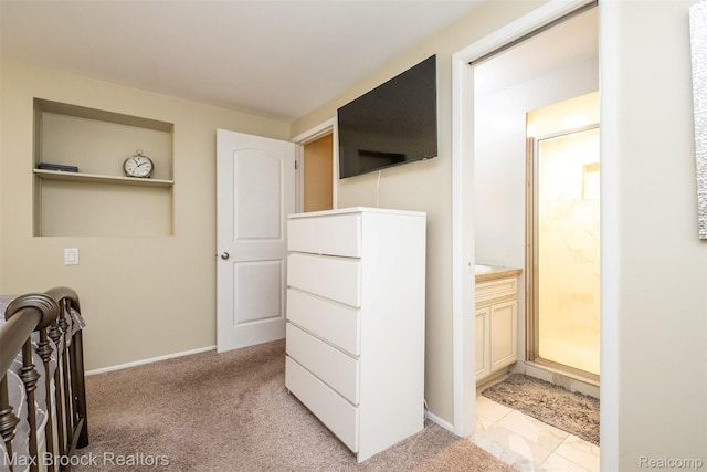 2655 Aspen Ln, Bloomfield Hills, MI 48302 - bedroom with light colored carpet, ensuite bath, and baseboards