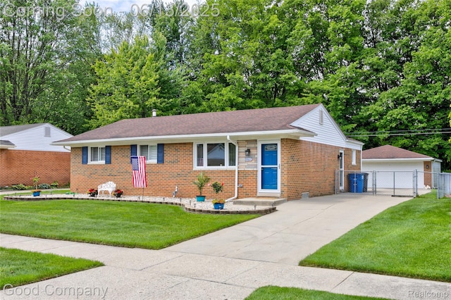 1378 Surrey Hts, Westland, MI 48186 - single story home featuring brick siding, an outbuilding, a detached garage, and roof with shingles