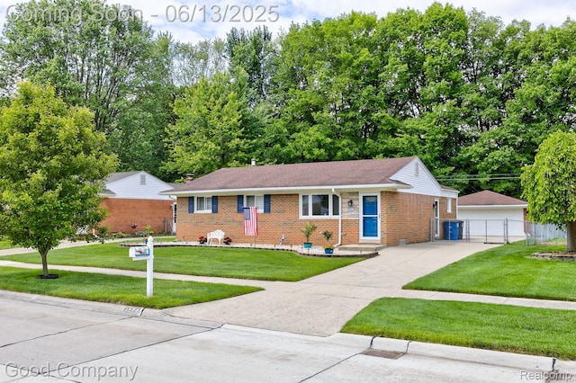 1378 Surrey Hts, Westland, MI 48186 - single story home featuring brick siding, a detached garage, and an outdoor structure