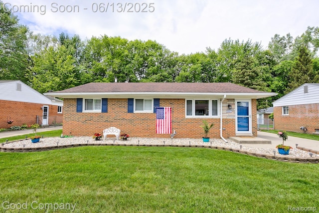 1378 Surrey Hts, Westland, MI 48186 - view of front of home with brick siding, a front lawn, and a shingled roof