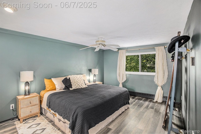 11393 Outer Dr, Pinckney, MI 48169 - bedroom with wood finished floors, a ceiling fan, and baseboards