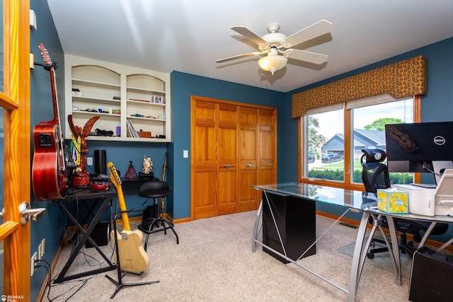 353 Golfside Dr, Lapeer, MI 48446 - carpeted office space featuring a ceiling fan and baseboards