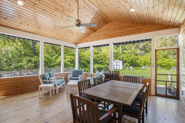 507 A Ave, South Haven, MI 49090 - sunroom featuring vaulted ceiling, ceiling fan, and outdoor dining area