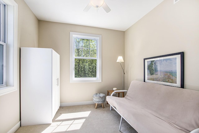 507 A Ave, South Haven, MI 49090 - living area featuring carpet, ceiling fan, and baseboards