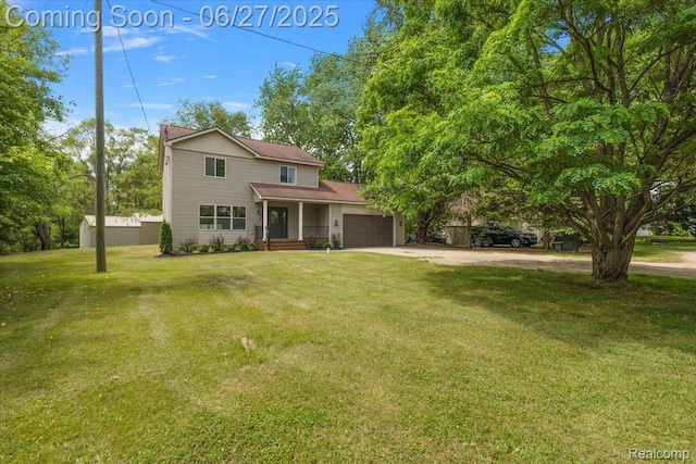 9248 Riverside Dr, Brighton, MI 48116 - view of front of property featuring a garage, driveway, and a front lawn