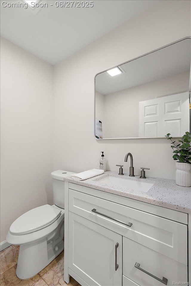 9248 Riverside Dr, Brighton, MI 48116 - half bath with vanity and marble finish flooring