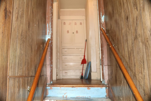 1223 Bemis St SE, Grand Rapids, MI 49506 - stairs featuring wooden walls