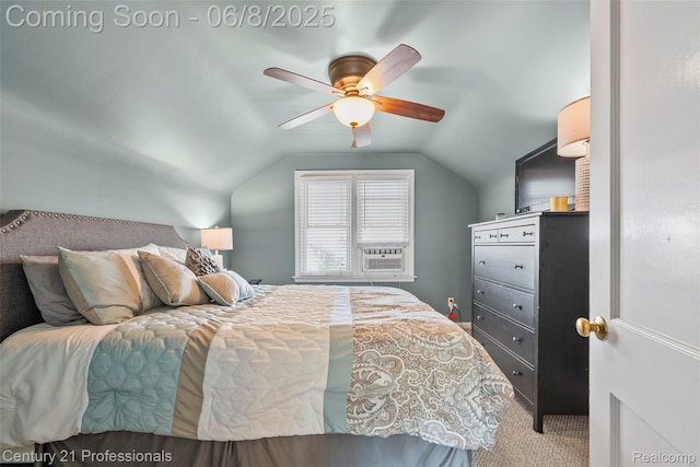 22601 Colony St, Saint Clair Shores, MI 48080 - bedroom featuring carpet flooring, lofted ceiling, cooling unit, and a ceiling fan