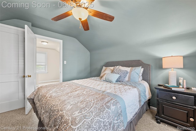 22601 Colony St, Saint Clair Shores, MI 48080 - bedroom with light carpet, lofted ceiling, a ceiling fan, and baseboards
