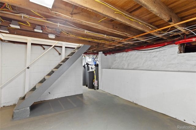 5164 Plymouth Rd, Ann Arbor, MI 48105 - unfinished below grade area with stairway and a water softener system