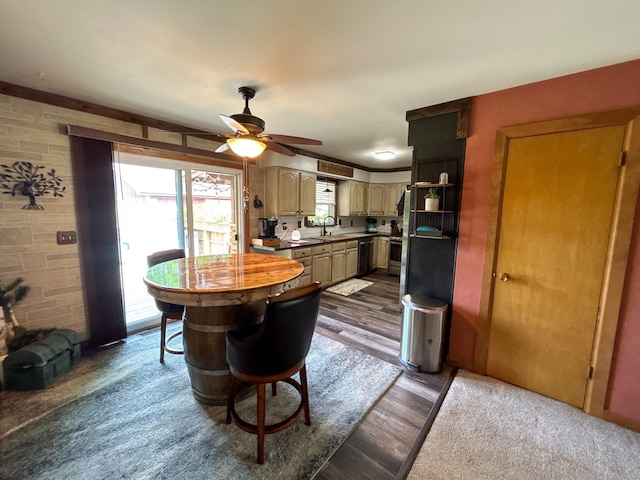 2069 Kenwood Dr, Flint, MI 48532 - dining area with ceiling fan and dark wood finished floors